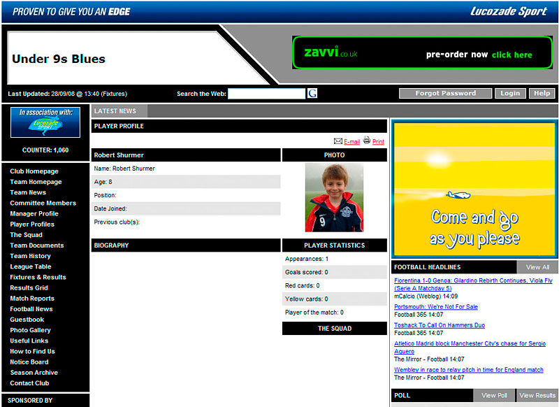 Player page